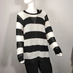 a.n.a Black and White Striped Women's Sweater